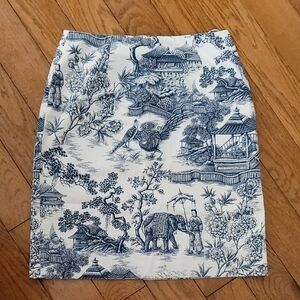 Blue and White Mini Pencil Skirt for Resort Wear